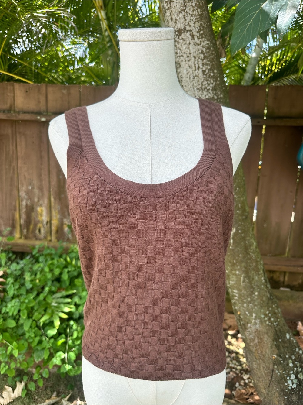 Abercrombie & Fitch Scoop Neck Brown Check Tank Top Size L